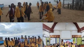 Mahasiswa BKK, Sosiologi Agama, dan Misiologi berkolaborasi dalam kegiatan PKM di Gereja GMIT Nazaret Oesapa Timur, Kota Kupang (Minggu, 7 Desember 2025), mengusung tema *“Ekoteologi Aksi: Bersih Pantai sebagai Aksi Iman untuk Bumi Lestari.