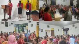Pdt. Yelita A. Leba Raja Riwu, S.Th., memimpin ibadah Natal di Panti Jompo Budi Agung, menguatkan iman dan memberikan pesan pengharapan bagi para lansia.